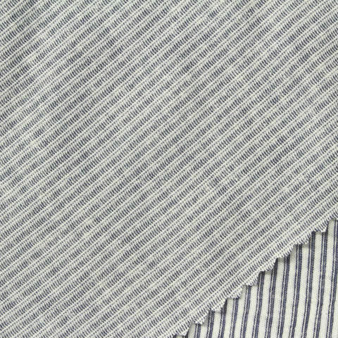 Blue Vertical-Stripe Crepe, Cotton-Poly