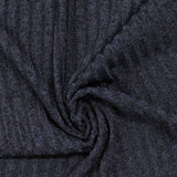 Jacquard Polyester Stretch Rib Knit Fabric, 160 gsm, 125 cm — Navy — photo 3