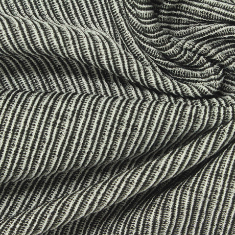 Black Diagonal-Stripe Rib Knit, Polyester