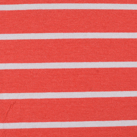 Orange Horizontal-Stripe Jersey Knit, Viscose-Cotton