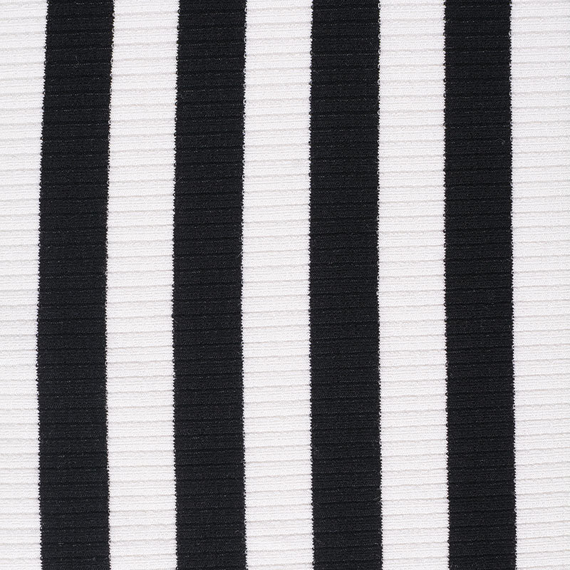 Black Vertical-Stripe Rib Knit, Poly-Viscose, 175 gsm, 135 cm