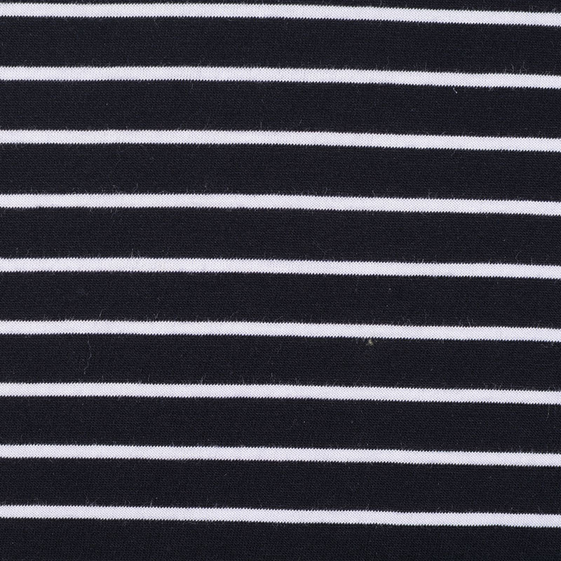 Black Horizontal-Stripe Jersey Knit, Poly-Viscose, 155 gsm, 160 cm