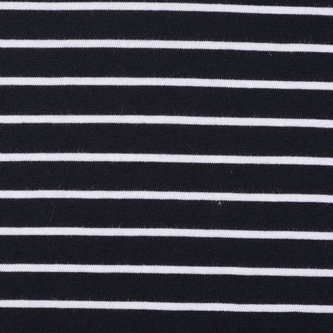 Black Horizontal-Stripe Jersey Knit, Poly-Viscose, 155 gsm, 160 cm