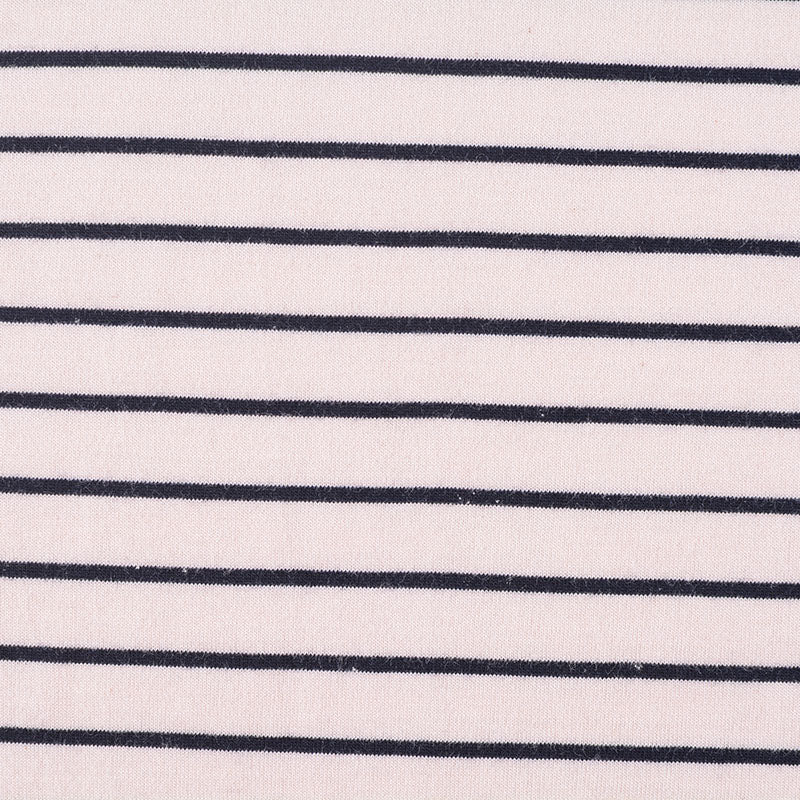 White Horizontal-Stripe Jersey Knit, Cotton, 165 gsm