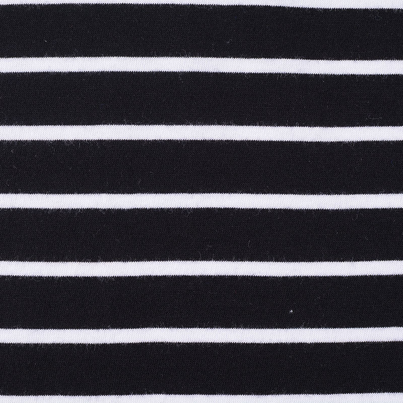 Black Horizontal-Stripe Jersey Knit, Viscose, 155 gsm, 160 cm