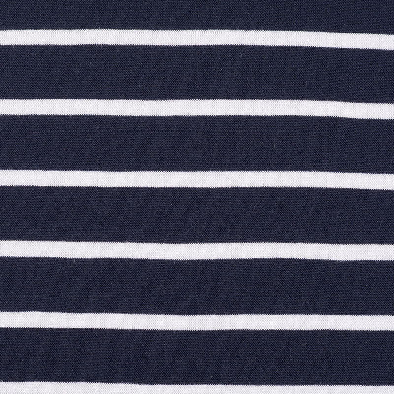 Navy Stripe Jersey Knit, Poly-Viscose, 136 gsm