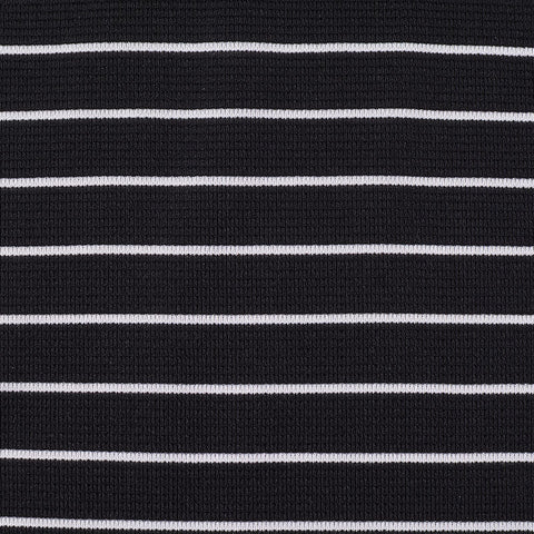 White Horizontal-Stripe Knit, Polyester, 150 gsm