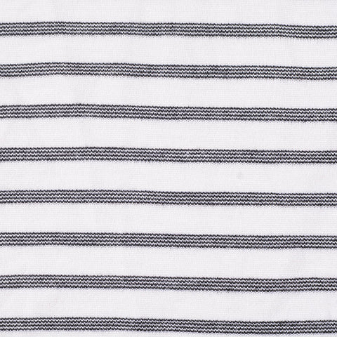 White Horizontal-Stripe Ponte Knit, Viscose-Poly, 310 gsm