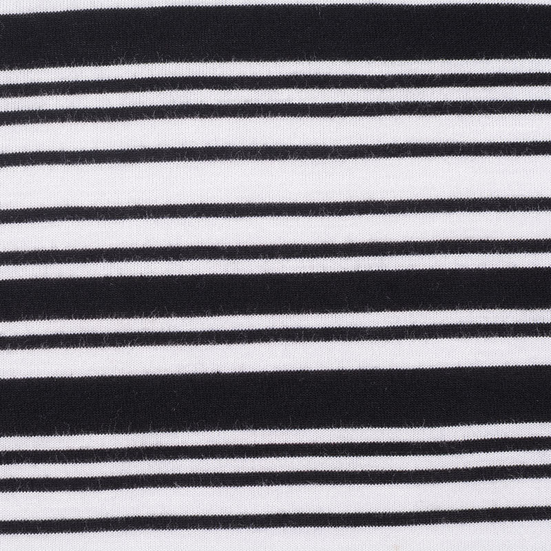 Black Horizontal-Stripe Jersey Knit, Viscose, 130 gsm, 155 cm