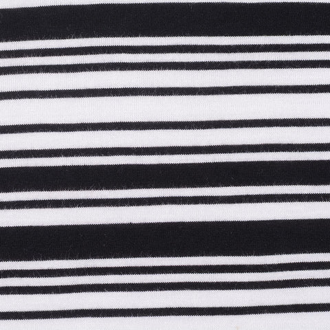 Black Horizontal-Stripe Jersey Knit, Viscose, 130 gsm, 155 cm