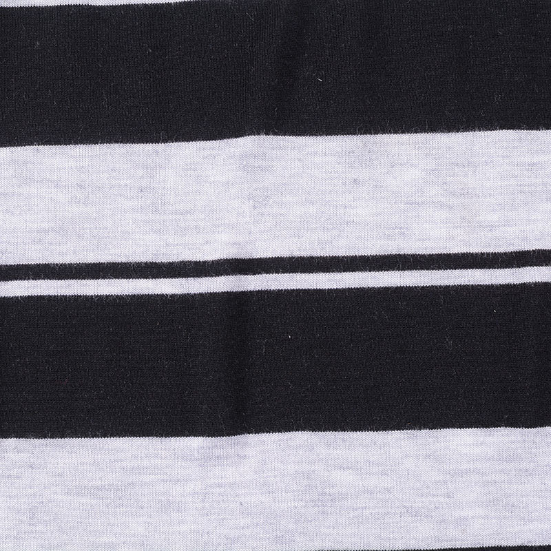 Black Horizontal-Stripe Jersey Knit, Viscose-Poly, 160 gsm
