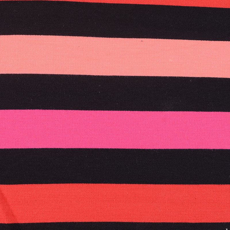 Black Horizontal-Stripe Ponte Knit, Poly-Viscose, 300 gsm