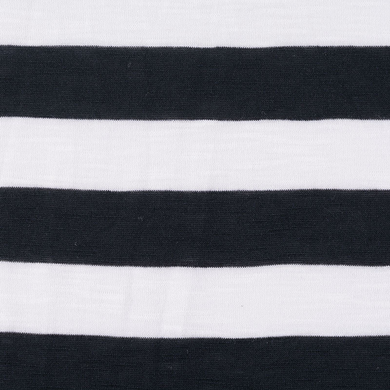 Black Horizontal-Stripe Jersey Knit, Polyester, 143 gsm