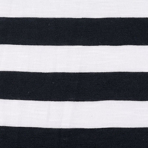 Black Horizontal-Stripe Jersey Knit, Polyester, 143 gsm