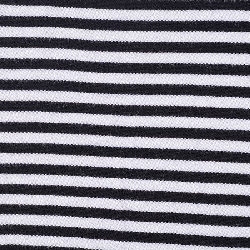 Black Horizontal-Stripe Jersey Knit, Cotton-Modal, 170 gsm