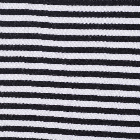 Black Horizontal-Stripe Jersey Knit, Cotton-Modal, 170 gsm