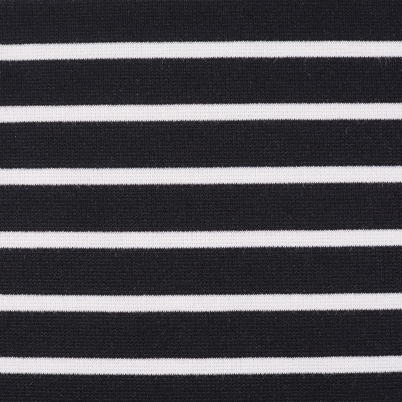 Black Horizontal-Stripe Ponte Knit, Viscose-Nylon, 320 gsm, 150 cm