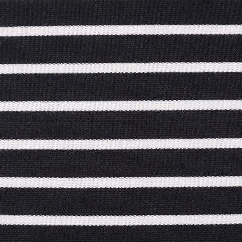 Black Horizontal-Stripe Ponte Knit, Viscose-Nylon, 320 gsm, 150 cm
