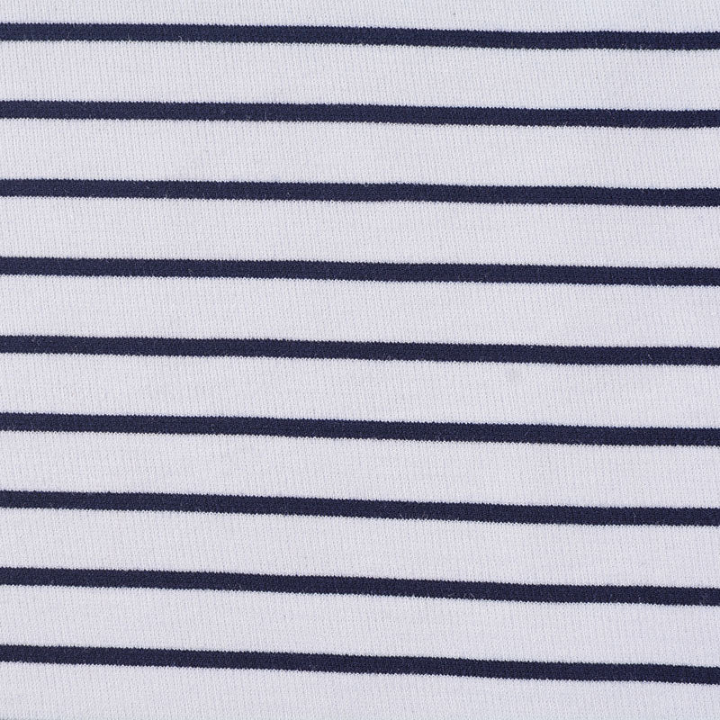 Navy Horizontal-Stripe Ponte Knit, Poly-Viscose, 325 gsm