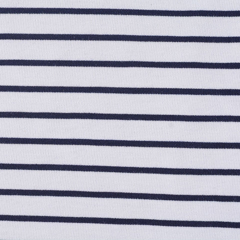 Navy Horizontal-Stripe Ponte Knit, Poly-Viscose, 325 gsm