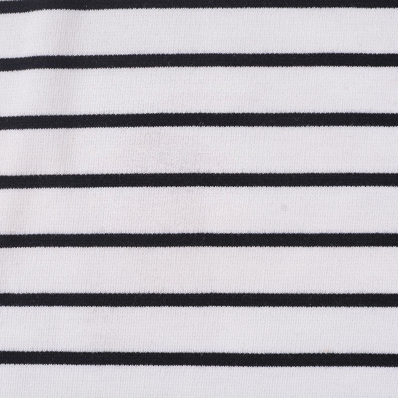 Black Horizontal-Stripe Ponte Knit, Poly-Viscose, 270 gsm