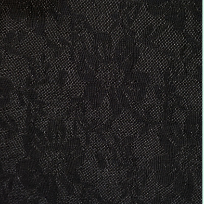 Black Tone-on-Tone Floral Mesh, Polyester