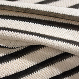 White Horizontal-Stripe Knit, Cotton-Poly