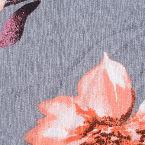 Peach Floral Woven, Polyester, 140 gsm