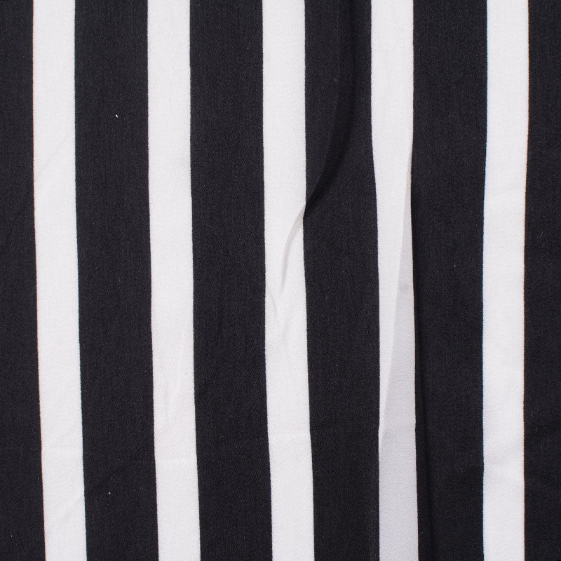 Black Vertical-Stripe Woven, Polyester, 110 gsm, 144 cm