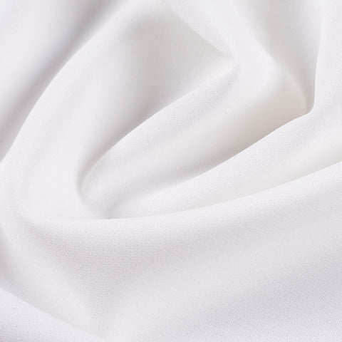Polyester Stretch Linen-Look Fabric, 200 gsm, 160 cm — White