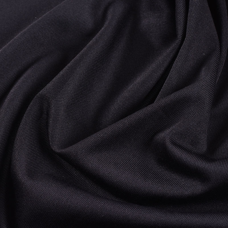 Polyester Stretch Milk Silk Knit Fabric, 120 gsm, 160 cm — Black