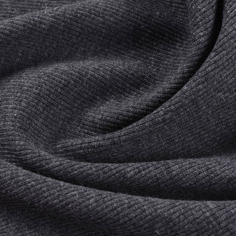 Polyester Cotton Stretch Rib Knit Fabric, 395 gsm, 121 cm — Grey
