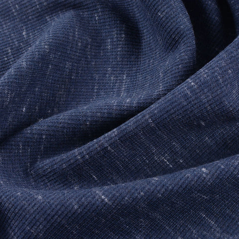 Dark Blue Marl Rib Knit, Cotton-Poly, 280 gsm