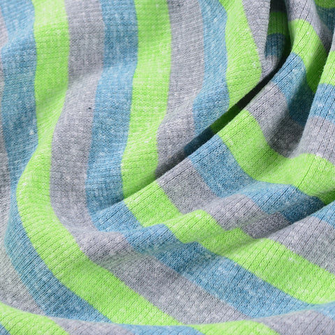 Grey Stripes Rib Knit, Cotton-Poly