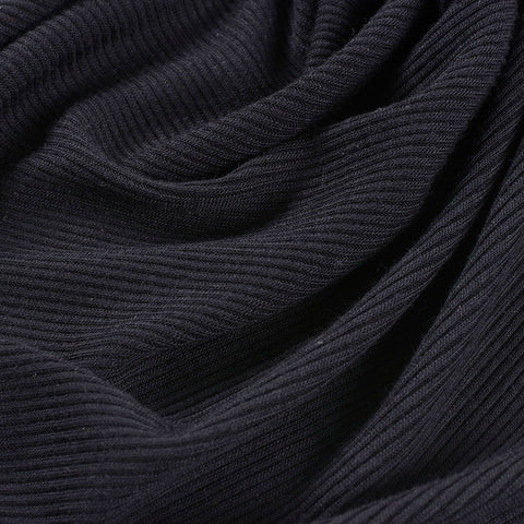 Jacquard Viscose Stretch Rib Knit Fabric, 175 gsm, 110 cm — Black
