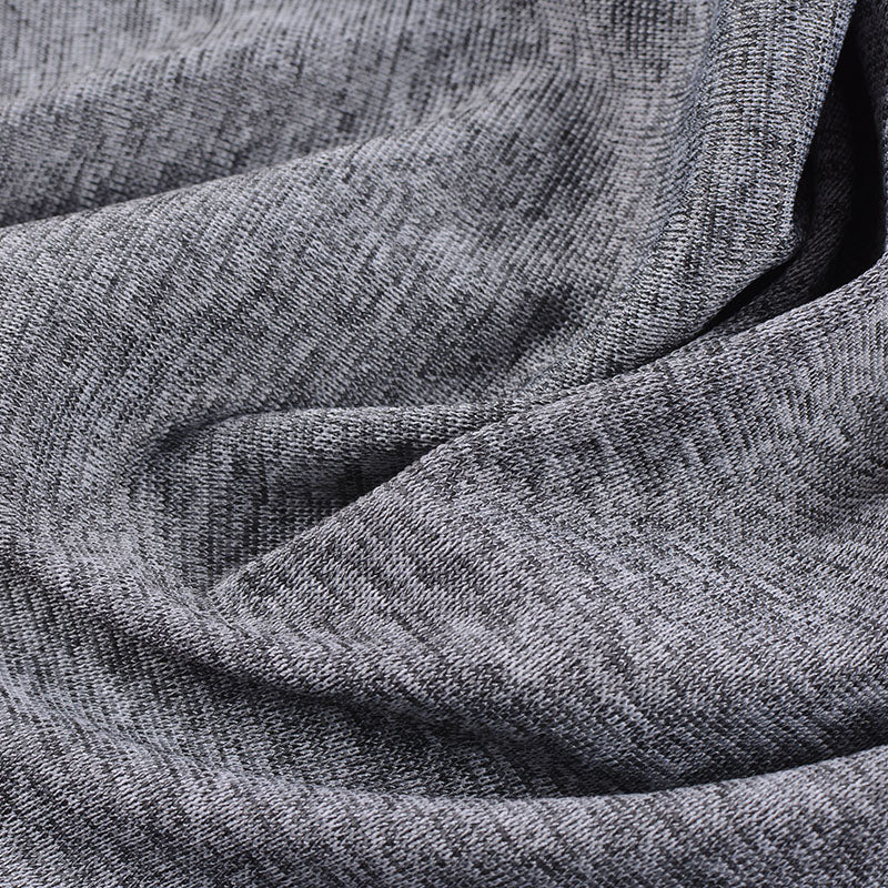 Heathered Grey Marl Rib Knit, Polyester, 305 gsm