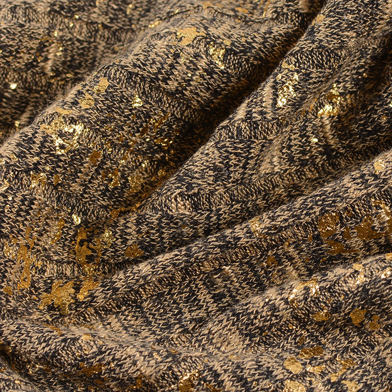 Gold Marl Rib Knit, Poly-Viscose