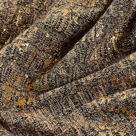 Gold Marl Rib Knit, Poly-Viscose