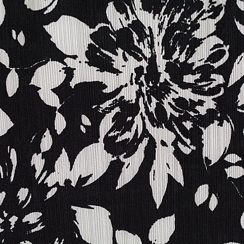 Black Floral Rib Knit, Polyester, 200 gsm