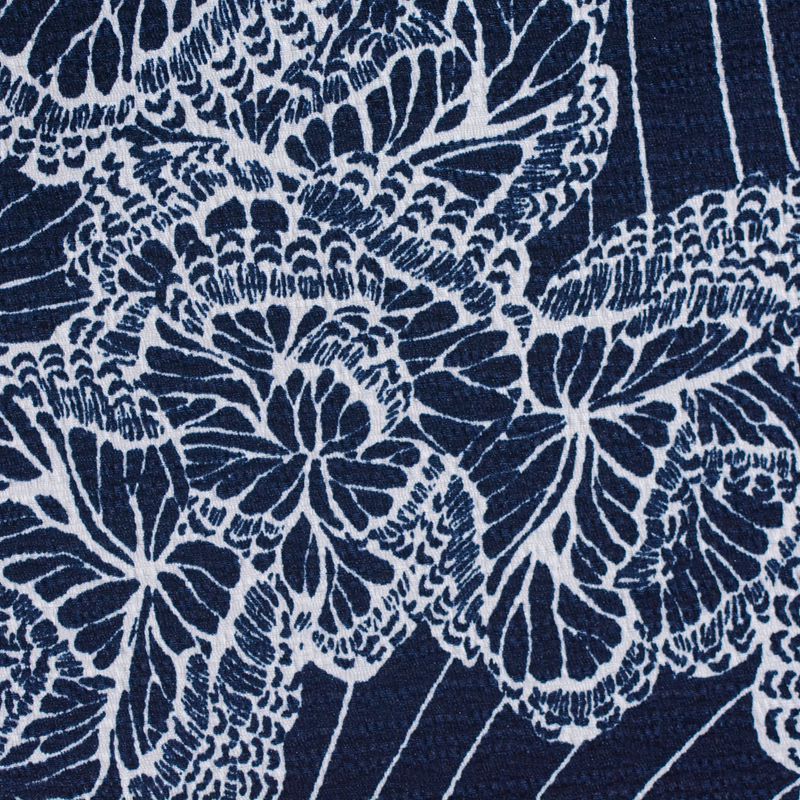 Navy Floral Jacquard, Polyester, 150 gsm