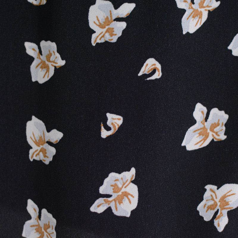 White Floral Linen-Look, Polyester, 115 gsm