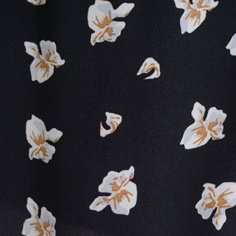 White Floral Linen-Look, Polyester, 115 gsm
