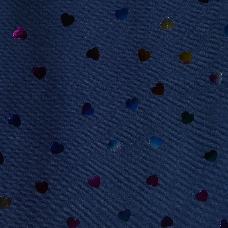 Navy Iridescent-Heart Woven, Viscose