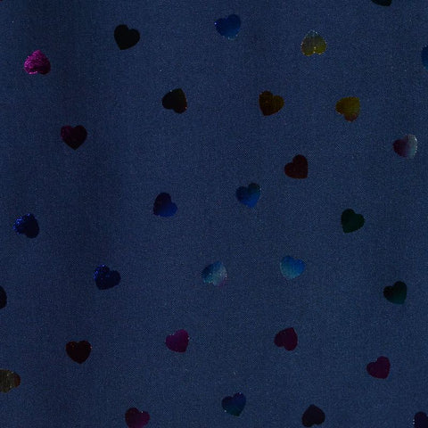 Navy Iridescent-Heart Woven, Viscose