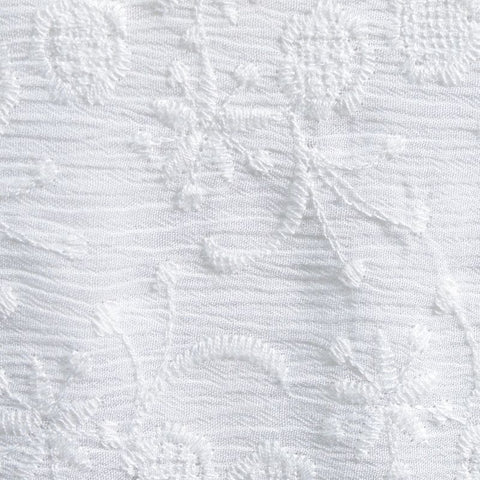 White Tone-on-Tone Floral Crepe, Viscose