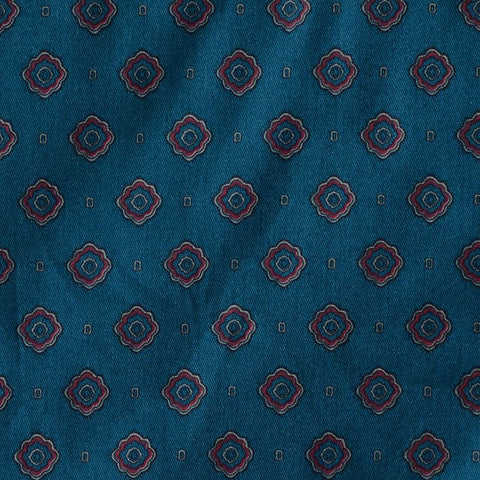 Red Geometric-Medallion Twill, Cotton