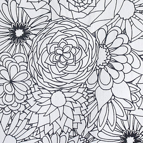 Black Floral Sateen, Cotton, 190 gsm