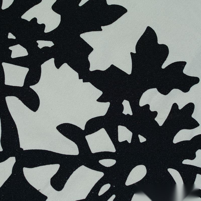 Black Floral Linen-Look, Polyester, 250 gsm