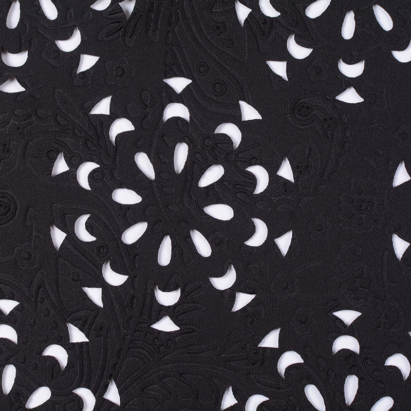 Black Bold-Floral Scuba Knit, Polyester