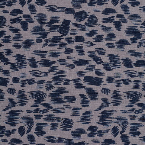 Dark Blue Brushstrokes Jersey Knit, Poly-Cotton